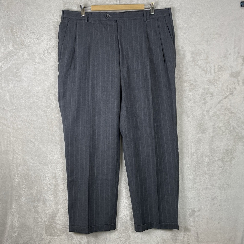 Vtg 50s Style Drop Loop Pleated Slacks Pants Mens 38x29 Striped Rockabilly 70s